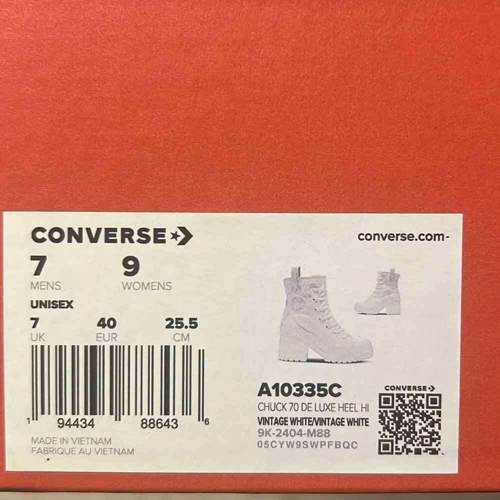 Converse Chuck 70 De Luxe Heel Western Hi Platform A10335C VIN White Women 9 NWB - Picture 4 of 10